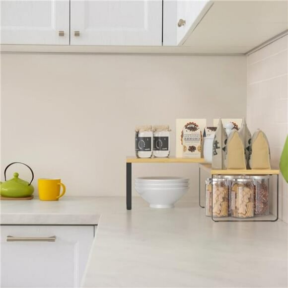 Stackable Kitchen Cabinet Shelf Organizer Set Pantry Counter Storage Rack - Picture 5 of 8